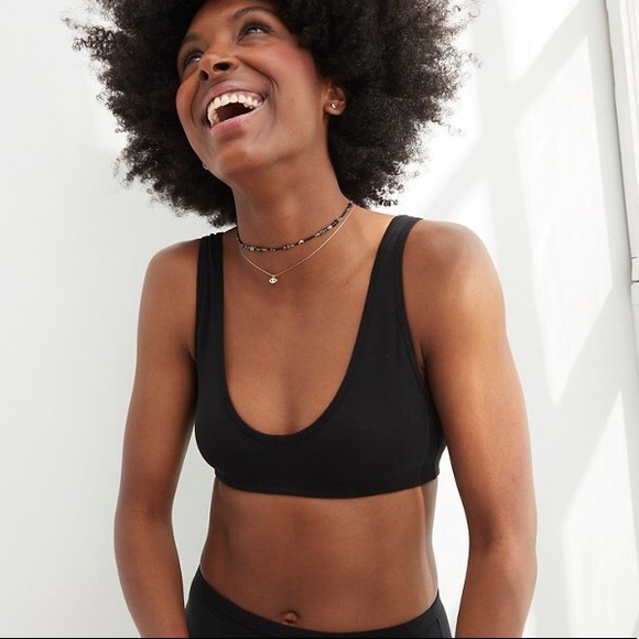 💎NWT AERIE BLACK COTTON SCOOP BRALETTE💎 - Picture 2 of 15